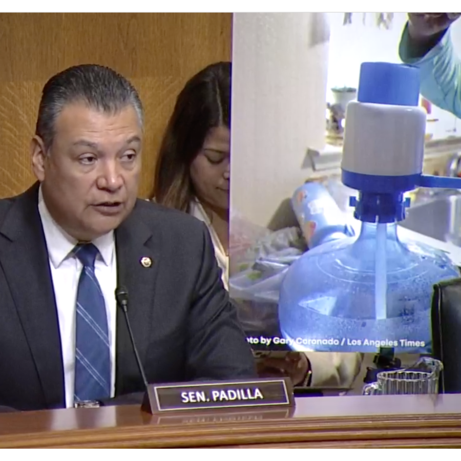 Senator Padilla speaking at water affordability hearing