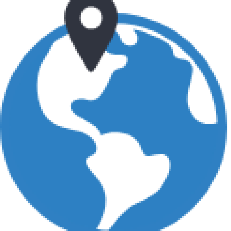 Planet Detroit logo with blue planet icon